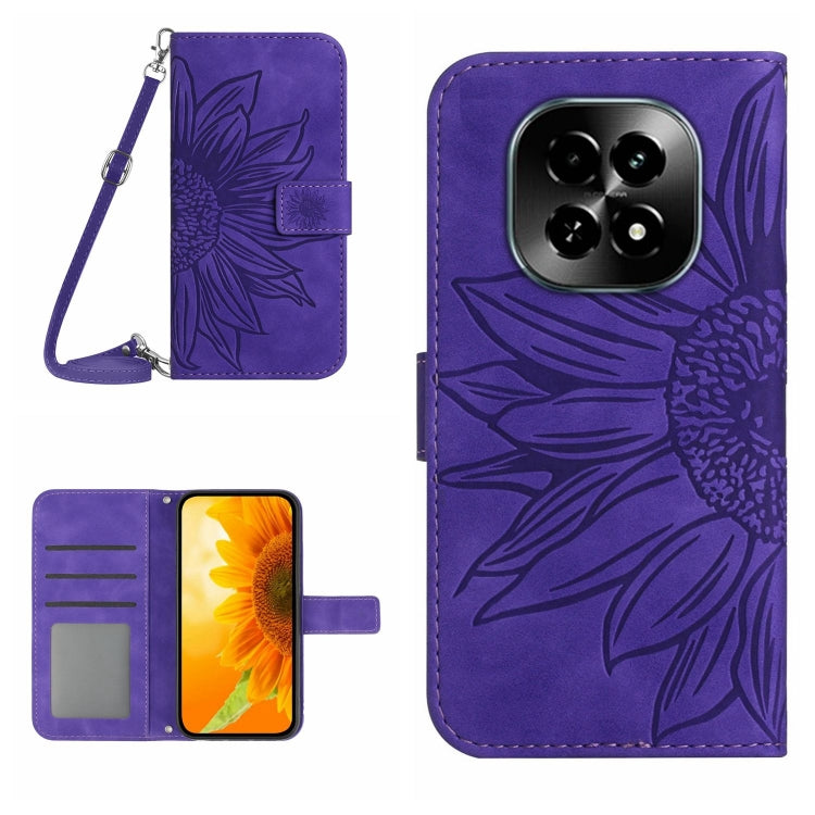 Skin Feel Sun Flower เคสโทรศัพท์หนังพลิกลายนูนพร้อมเชือกเส้นเล็ก, For Realme C75 4G, For Realme 13+ 5G Global, For Realme 13 Pro 5G / 13 Pro+ 5G, For Realme C63 5G