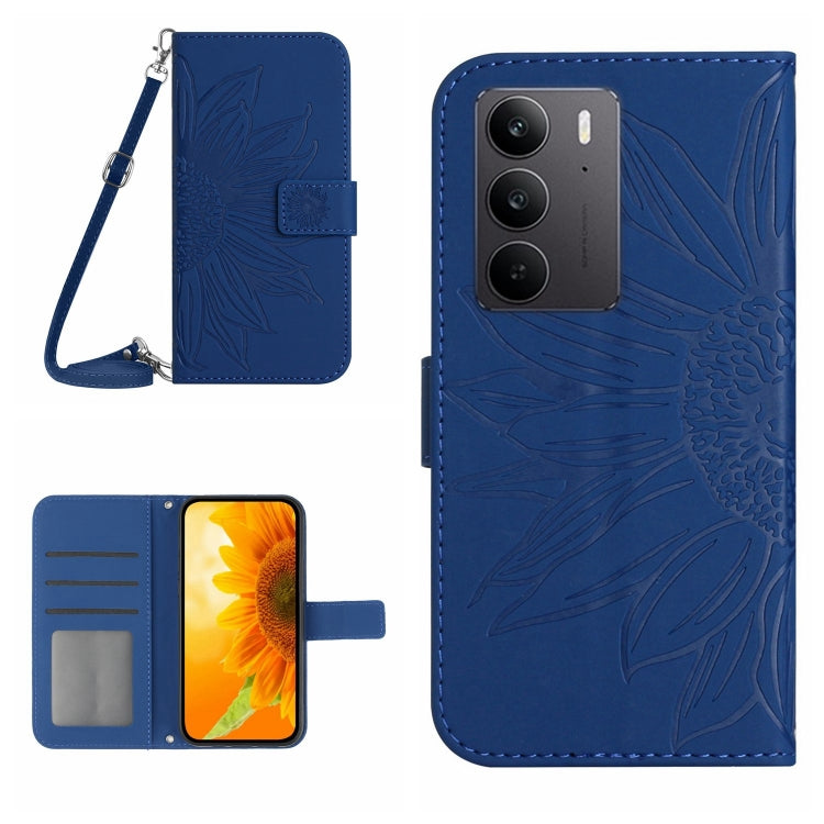 Skin Feel Sun Flower เคสโทรศัพท์หนังพลิกลายนูนพร้อมเชือกเส้นเล็ก, For Realme C75 4G, For Realme 13+ 5G Global, For Realme 13 Pro 5G / 13 Pro+ 5G, For Realme C63 5G