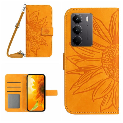 Skin Feel Sun Flower เคสโทรศัพท์หนังพลิกลายนูนพร้อมเชือกเส้นเล็ก, For Realme C75 4G, For Realme 13+ 5G Global, For Realme 13 Pro 5G / 13 Pro+ 5G, For Realme C63 5G