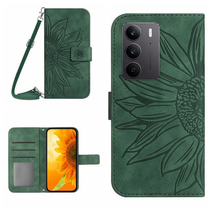 Skin Feel Sun Flower เคสโทรศัพท์หนังพลิกลายนูนพร้อมเชือกเส้นเล็ก, For Realme C75 4G, For Realme 13+ 5G Global, For Realme 13 Pro 5G / 13 Pro+ 5G, For Realme C63 5G