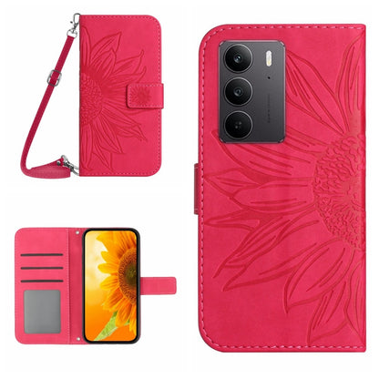 Skin Feel Sun Flower เคสโทรศัพท์หนังพลิกลายนูนพร้อมเชือกเส้นเล็ก, For Realme C75 4G, For Realme 13+ 5G Global, For Realme 13 Pro 5G / 13 Pro+ 5G, For Realme C63 5G