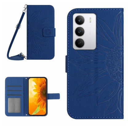 Skin Feel Sun Flower เคสโทรศัพท์หนังพลิกลายนูนพร้อมเชือกเส้นเล็ก, For Realme C85 Pro 4G, For Realme 15T 5G, For Realme 15 5G Global / 15 Pro 5G Global, For Realme C71 4G