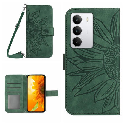Skin Feel Sun Flower เคสโทรศัพท์หนังพลิกลายนูนพร้อมเชือกเส้นเล็ก, For Realme C85 Pro 4G, For Realme 15T 5G, For Realme 15 5G Global / 15 Pro 5G Global, For Realme C71 4G