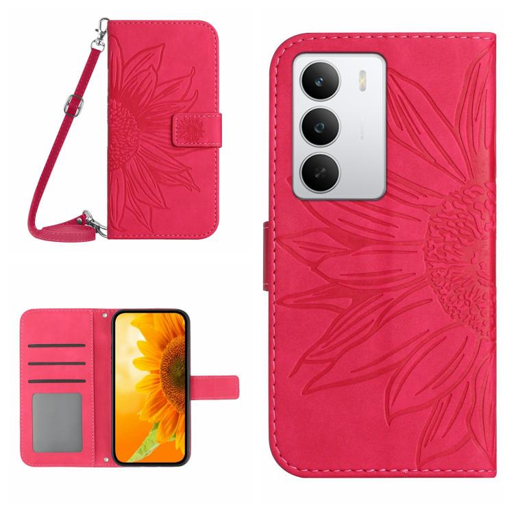 Skin Feel Sun Flower เคสโทรศัพท์หนังพลิกลายนูนพร้อมเชือกเส้นเล็ก, For Realme C85 Pro 4G, For Realme 15T 5G, For Realme 15 5G Global / 15 Pro 5G Global, For Realme C71 4G