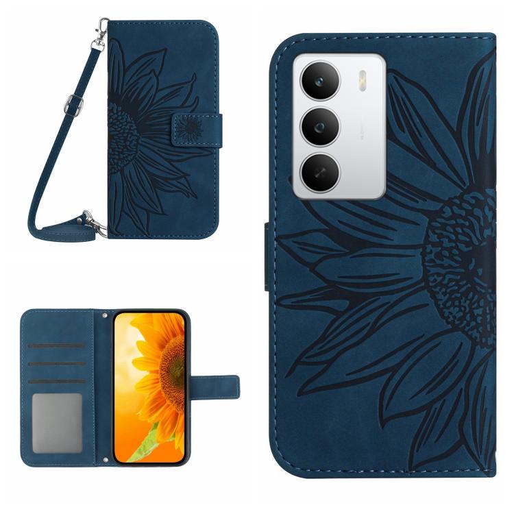 Skin Feel Sun Flower เคสโทรศัพท์หนังพลิกลายนูนพร้อมเชือกเส้นเล็ก, For Realme C85 Pro 4G, For Realme 15T 5G, For Realme 15 5G Global / 15 Pro 5G Global, For Realme C71 4G