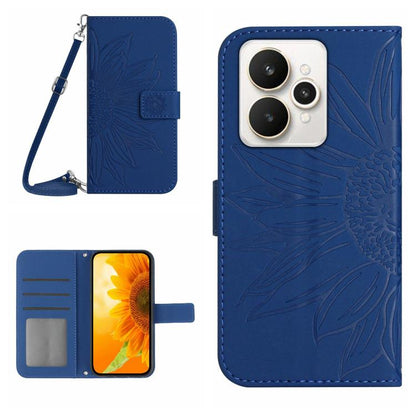 Skin Feel Sun Flower เคสโทรศัพท์หนังพลิกลายนูนพร้อมเชือกเส้นเล็ก, For Realme C85 Pro 4G, For Realme 15T 5G, For Realme 15 5G Global / 15 Pro 5G Global, For Realme C71 4G