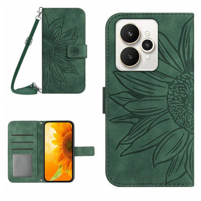 Skin Feel Sun Flower เคสโทรศัพท์หนังพลิกลายนูนพร้อมเชือกเส้นเล็ก, For Realme C85 Pro 4G, For Realme 15T 5G, For Realme 15 5G Global / 15 Pro 5G Global, For Realme C71 4G