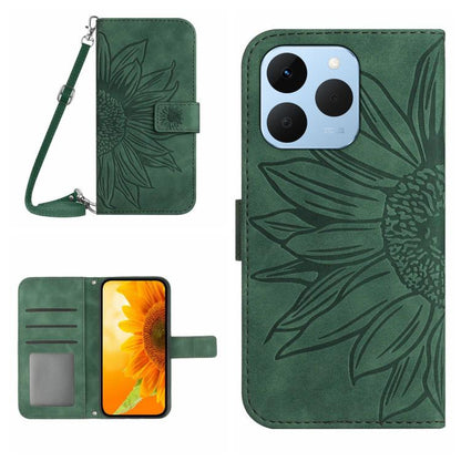 Skin Feel Sun Flower เคสโทรศัพท์หนังพลิกลายนูนพร้อมเชือกเส้นเล็ก, For Realme C85 Pro 4G, For Realme 15T 5G, For Realme 15 5G Global / 15 Pro 5G Global, For Realme C71 4G