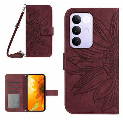 Skin Feel Sun Flower เคสโทรศัพท์หนังพลิกลายนูนพร้อมเชือกเส้นเล็ก, For Realme C100 4G, For Realme C83 5G, For Realme 16 Pro+ 5G, For Realme C85 5G
