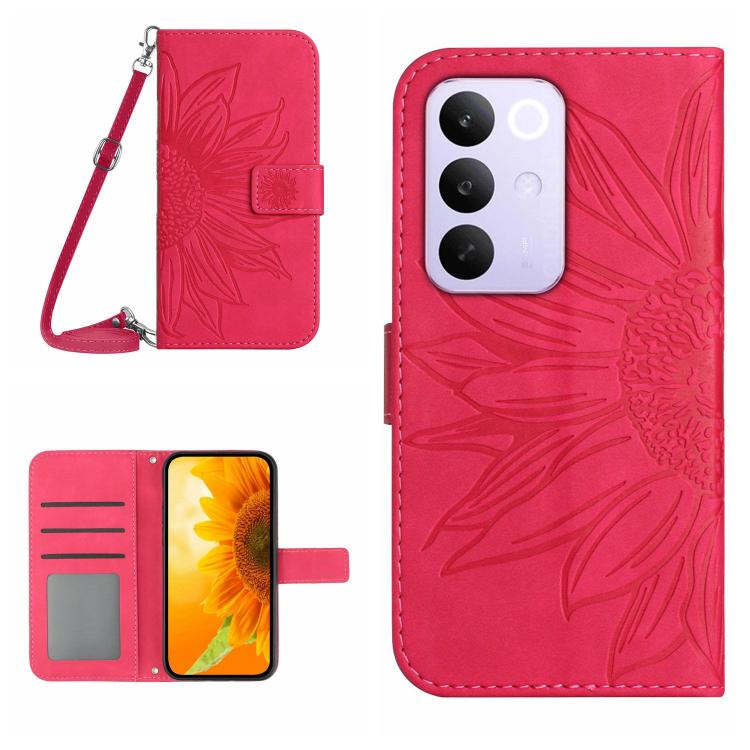 Skin Feel Sun Flower เคสโทรศัพท์หนังพลิกลายนูนพร้อมเชือกเส้นเล็ก, For Realme C100 4G, For Realme C83 5G, For Realme 16 Pro+ 5G, For Realme C85 5G