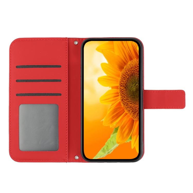 Skin Feel Sun Flower เคสโทรศัพท์หนังพลิกลายนูนพร้อมเชือกเส้นเล็ก, For Realme C85 Pro 4G, For Realme 15T 5G, For Realme 15 5G Global / 15 Pro 5G Global, For Realme C71 4G
