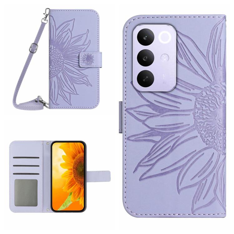 Skin Feel Sun Flower เคสโทรศัพท์หนังพลิกลายนูนพร้อมเชือกเส้นเล็ก, For Realme C85 Pro 4G, For Realme 15T 5G, For Realme 15 5G Global / 15 Pro 5G Global, For Realme C71 4G