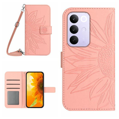 Skin Feel Sun Flower เคสโทรศัพท์หนังพลิกลายนูนพร้อมเชือกเส้นเล็ก, For Realme C85 Pro 4G, For Realme 15T 5G, For Realme 15 5G Global / 15 Pro 5G Global, For Realme C71 4G