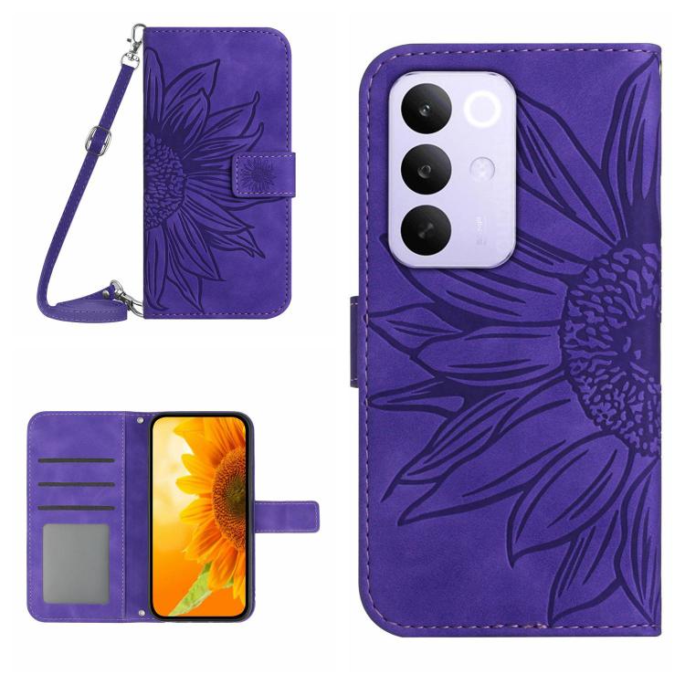 Skin Feel Sun Flower เคสโทรศัพท์หนังพลิกลายนูนพร้อมเชือกเส้นเล็ก, For Realme C85 Pro 4G, For Realme 15T 5G, For Realme 15 5G Global / 15 Pro 5G Global, For Realme C71 4G