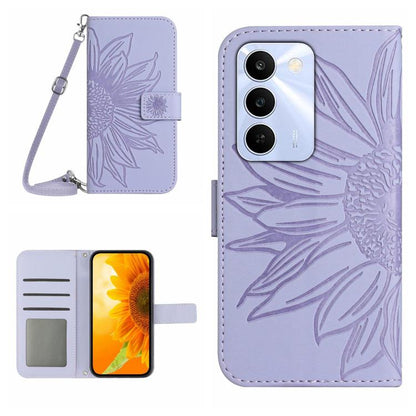 Skin Feel Sun Flower เคสโทรศัพท์หนังพลิกลายนูนพร้อมเชือกเส้นเล็ก, For Realme C100 4G, For Realme C83 5G, For Realme 16 Pro+ 5G, For Realme C85 5G