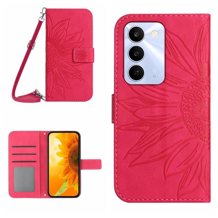Skin Feel Sun Flower เคสโทรศัพท์หนังพลิกลายนูนพร้อมเชือกเส้นเล็ก, For Realme C100 4G, For Realme C83 5G, For Realme 16 Pro+ 5G, For Realme C85 5G