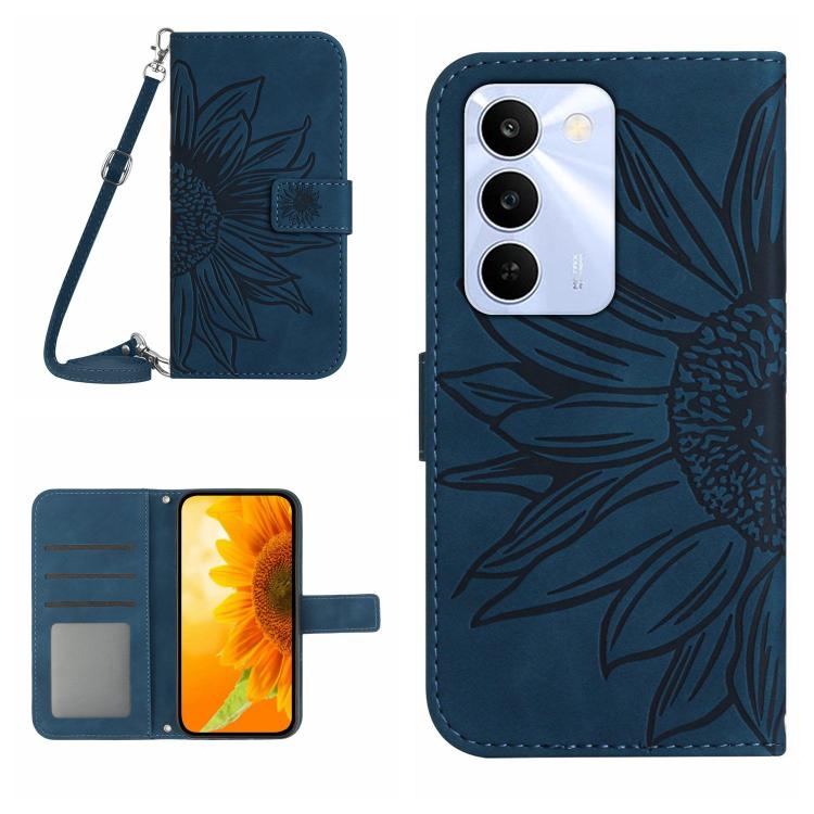 Skin Feel Sun Flower เคสโทรศัพท์หนังพลิกลายนูนพร้อมเชือกเส้นเล็ก, For Realme C100 4G, For Realme C83 5G, For Realme 16 Pro+ 5G, For Realme C85 5G