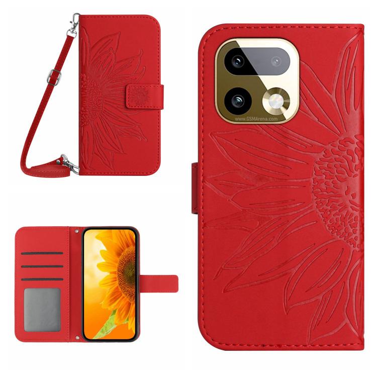 Skin Feel Sun Flower เคสโทรศัพท์หนังพลิกลายนูนพร้อมเชือกเส้นเล็ก, For Realme C100 4G, For Realme C83 5G, For Realme 16 Pro+ 5G, For Realme C85 5G
