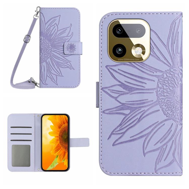 Skin Feel Sun Flower เคสโทรศัพท์หนังพลิกลายนูนพร้อมเชือกเส้นเล็ก, For Realme C100 4G, For Realme C83 5G, For Realme 16 Pro+ 5G, For Realme C85 5G