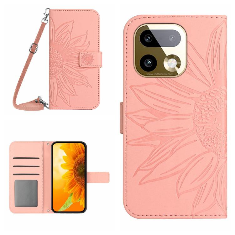 Skin Feel Sun Flower เคสโทรศัพท์หนังพลิกลายนูนพร้อมเชือกเส้นเล็ก, For Realme C100 4G, For Realme C83 5G, For Realme 16 Pro+ 5G, For Realme C85 5G