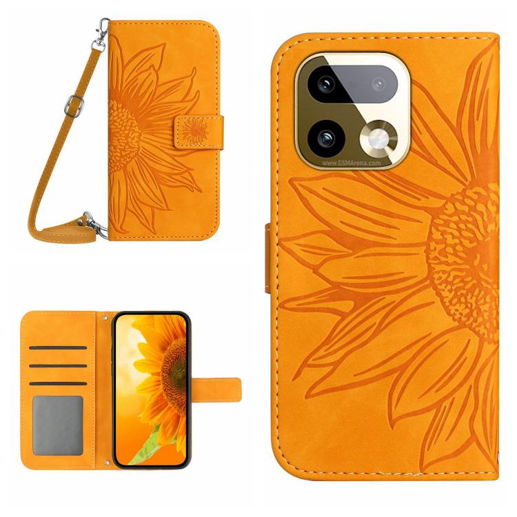 Skin Feel Sun Flower เคสโทรศัพท์หนังพลิกลายนูนพร้อมเชือกเส้นเล็ก, For Realme C100 4G, For Realme C83 5G, For Realme 16 Pro+ 5G, For Realme C85 5G