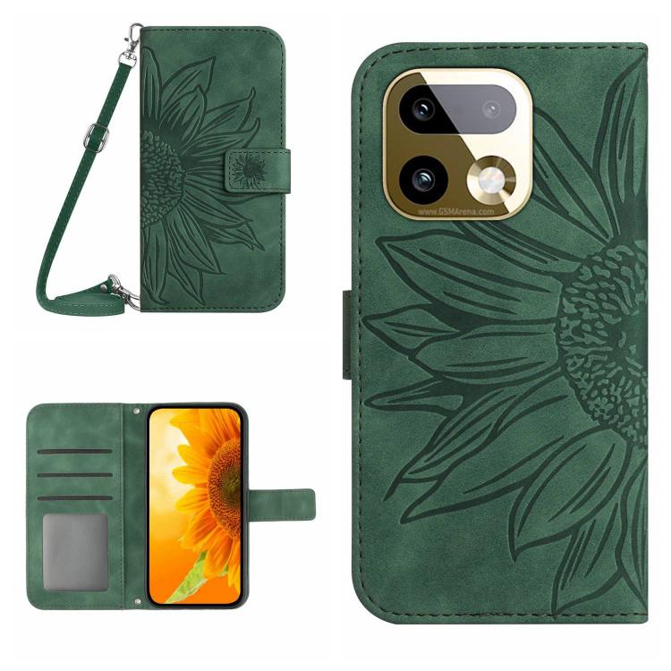 Skin Feel Sun Flower เคสโทรศัพท์หนังพลิกลายนูนพร้อมเชือกเส้นเล็ก, For Realme C100 4G, For Realme C83 5G, For Realme 16 Pro+ 5G, For Realme C85 5G