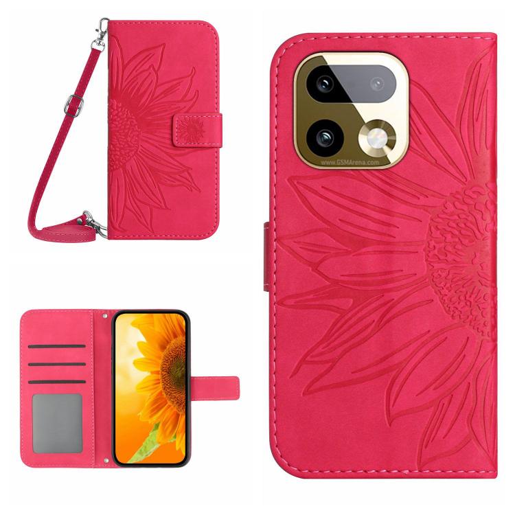 Skin Feel Sun Flower เคสโทรศัพท์หนังพลิกลายนูนพร้อมเชือกเส้นเล็ก, For Realme C100 4G, For Realme C83 5G, For Realme 16 Pro+ 5G, For Realme C85 5G
