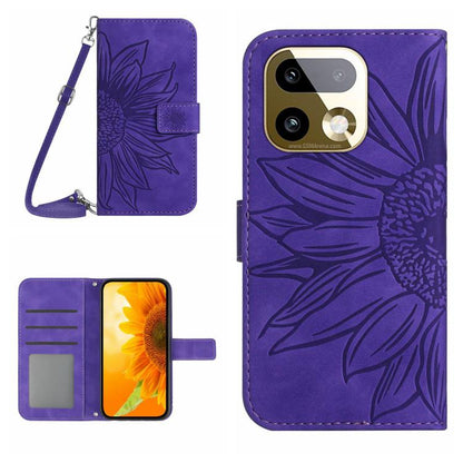 Skin Feel Sun Flower เคสโทรศัพท์หนังพลิกลายนูนพร้อมเชือกเส้นเล็ก, For Realme C100 4G, For Realme C83 5G, For Realme 16 Pro+ 5G, For Realme C85 5G
