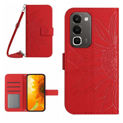 Skin Feel Sun Flower เคสโทรศัพท์หนังพลิกลายนูนพร้อมเชือกเส้นเล็ก, For Realme C100 4G, For Realme C83 5G, For Realme 16 Pro+ 5G, For Realme C85 5G