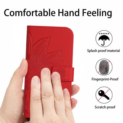 Skin Feel Sun Flower เคสโทรศัพท์หนังพลิกลายนูนพร้อมเชือกเส้นเล็ก, For Realme C100 4G, For Realme C83 5G, For Realme 16 Pro+ 5G, For Realme C85 5G