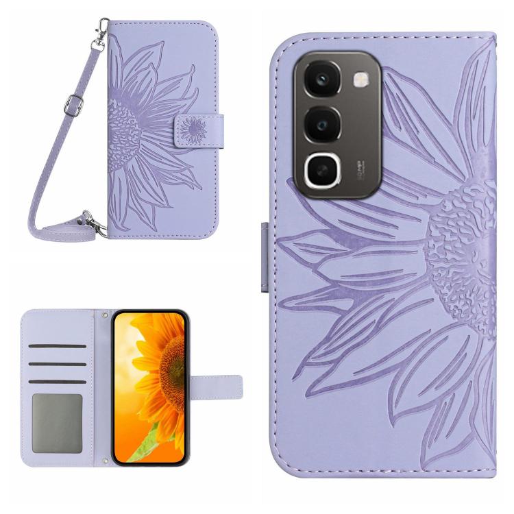 Skin Feel Sun Flower เคสโทรศัพท์หนังพลิกลายนูนพร้อมเชือกเส้นเล็ก, For Realme C100 4G, For Realme C83 5G, For Realme 16 Pro+ 5G, For Realme C85 5G