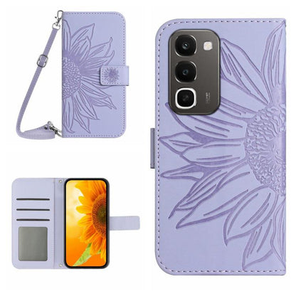 Skin Feel Sun Flower เคสโทรศัพท์หนังพลิกลายนูนพร้อมเชือกเส้นเล็ก, For Realme C100 4G, For Realme C83 5G, For Realme 16 Pro+ 5G, For Realme C85 5G