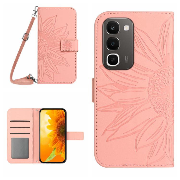 Skin Feel Sun Flower เคสโทรศัพท์หนังพลิกลายนูนพร้อมเชือกเส้นเล็ก, For Realme C100 4G, For Realme C83 5G, For Realme 16 Pro+ 5G, For Realme C85 5G