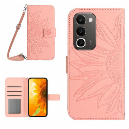 Skin Feel Sun Flower เคสโทรศัพท์หนังพลิกลายนูนพร้อมเชือกเส้นเล็ก, For Realme C100 4G, For Realme C83 5G, For Realme 16 Pro+ 5G, For Realme C85 5G