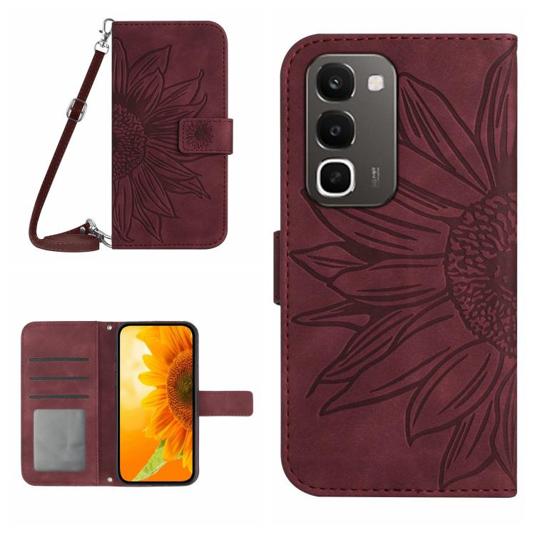 Skin Feel Sun Flower เคสโทรศัพท์หนังพลิกลายนูนพร้อมเชือกเส้นเล็ก, For Realme C100 4G, For Realme C83 5G, For Realme 16 Pro+ 5G, For Realme C85 5G