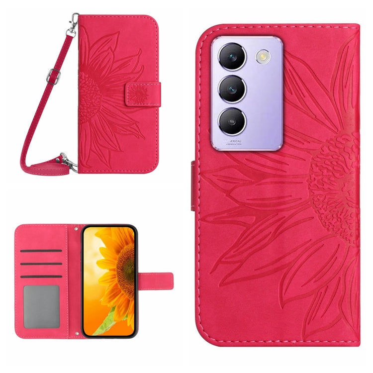 Skin Feel Sun Flower เคสโทรศัพท์หนังพลิกลายนูนพร้อมเชือกเส้นเล็ก, For vivo V50 5G Global, For vivo Y03 4G, For vivo Y200e / Y100 IDN / V30 Lite India 5G, For vivo Y78+
