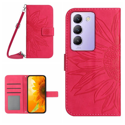 Skin Feel Sun Flower เคสโทรศัพท์หนังพลิกลายนูนพร้อมเชือกเส้นเล็ก, For vivo V50 5G Global, For vivo Y03 4G, For vivo Y200e / Y100 IDN / V30 Lite India 5G, For vivo Y78+