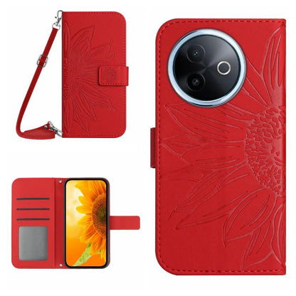 Skin Feel Sun Flower เคสโทรศัพท์หนังพลิกลายนูนพร้อมเชือกเส้นเล็ก, For vivo Y39 5G Global, For vivo V50 Lite 5G, For vivo Y04 4G / Y29s 5G, For vivo Y29 4G Global
