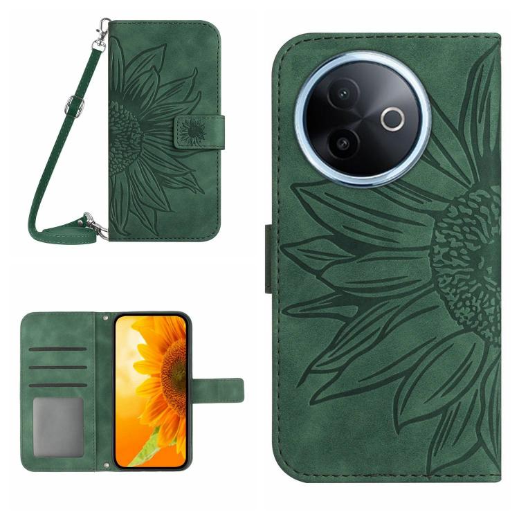 Skin Feel Sun Flower เคสโทรศัพท์หนังพลิกลายนูนพร้อมเชือกเส้นเล็ก, For vivo Y39 5G Global, For vivo V50 Lite 5G, For vivo Y04 4G / Y29s 5G, For vivo Y29 4G Global