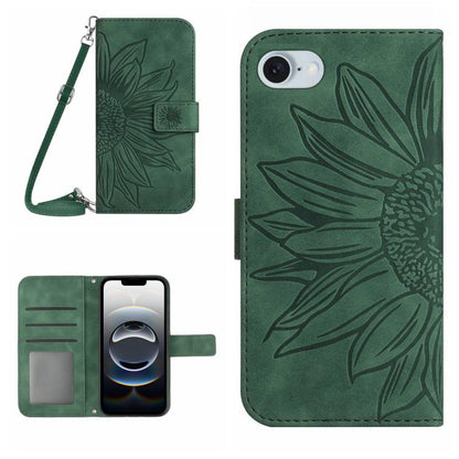 Skin Feel Sun Flower เคสโทรศัพท์หนังพลิกลายนูนพร้อมเชือกเส้นเล็ก, For iPhone 17e / 16e, For iPhone 17 Pro Max, For iPhone 17 Pro, For iPhone 17
