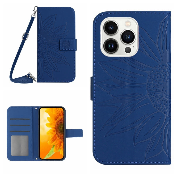 Skin Feel Sun Flower เคสโทรศัพท์หนังพลิกลายนูนพร้อมเชือกเส้นเล็ก, For iPhone Air, For iPhone 16 Pro Max, For iPhone 16 Pro, For iPhone 16 Plus