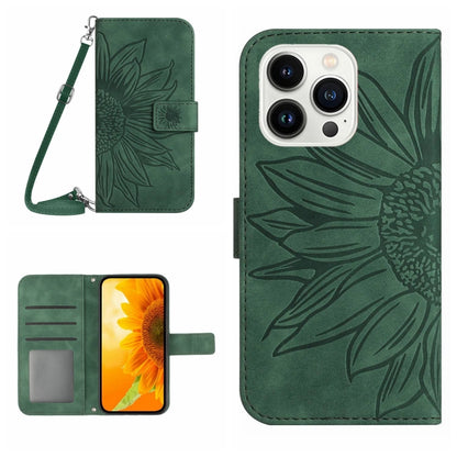 Skin Feel Sun Flower เคสโทรศัพท์หนังพลิกลายนูนพร้อมเชือกเส้นเล็ก, For iPhone Air, For iPhone 16 Pro Max, For iPhone 16 Pro, For iPhone 16 Plus