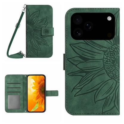 Skin Feel Sun Flower เคสโทรศัพท์หนังพลิกลายนูนพร้อมเชือกเส้นเล็ก, For iPhone 17e / 16e, For iPhone 17 Pro Max, For iPhone 17 Pro, For iPhone 17