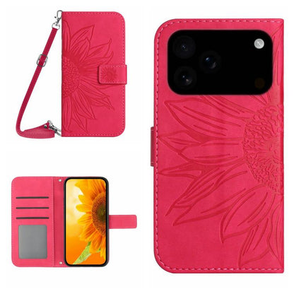 Skin Feel Sun Flower เคสโทรศัพท์หนังพลิกลายนูนพร้อมเชือกเส้นเล็ก, For iPhone 17e / 16e, For iPhone 17 Pro Max, For iPhone 17 Pro, For iPhone 17