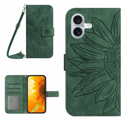 Skin Feel Sun Flower เคสโทรศัพท์หนังพลิกลายนูนพร้อมเชือกเส้นเล็ก, For iPhone 17e / 16e, For iPhone 17 Pro Max, For iPhone 17 Pro, For iPhone 17