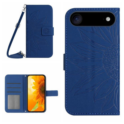 Skin Feel Sun Flower เคสโทรศัพท์หนังพลิกลายนูนพร้อมเชือกเส้นเล็ก, For iPhone Air, For iPhone 16 Pro Max, For iPhone 16 Pro, For iPhone 16 Plus