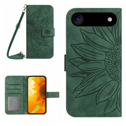 Skin Feel Sun Flower เคสโทรศัพท์หนังพลิกลายนูนพร้อมเชือกเส้นเล็ก, For iPhone Air, For iPhone 16 Pro Max, For iPhone 16 Pro, For iPhone 16 Plus
