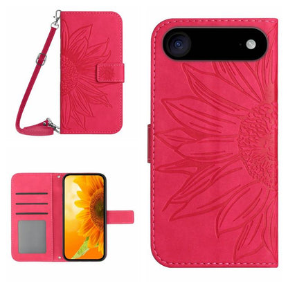 Skin Feel Sun Flower เคสโทรศัพท์หนังพลิกลายนูนพร้อมเชือกเส้นเล็ก, For iPhone Air, For iPhone 16 Pro Max, For iPhone 16 Pro, For iPhone 16 Plus