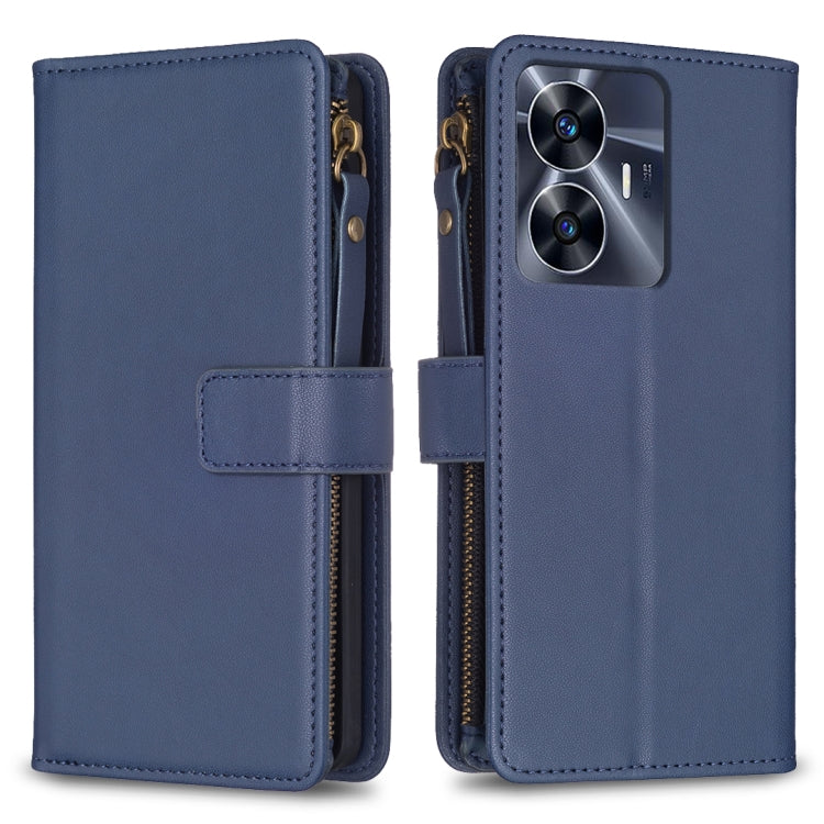 ช่องใส่การ์ด 9 ช่องซิปกระเป๋าสตางค์หนังซองใส่โทรศัพท์, For Realme C55, For Realme C53
