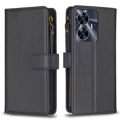 ช่องใส่การ์ด 9 ช่องซิปกระเป๋าสตางค์หนังซองใส่โทรศัพท์, For Realme C55, For Realme C53
